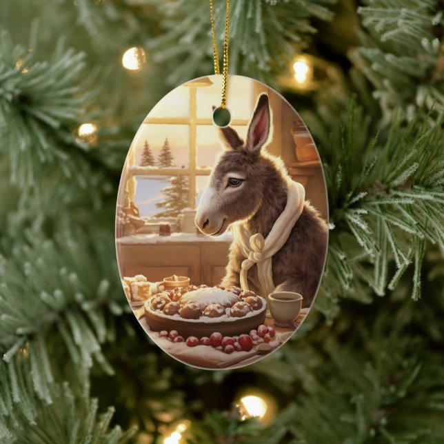 Baby Donkey Familie Ornament, Esel Liebhaber Gesch Keramik Ornament (Baum)