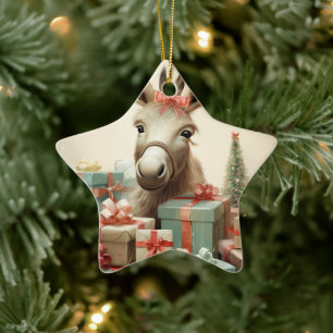 Baby Donkey Familie Ornament, Esel Liebhaber Gesch Keramik Ornament