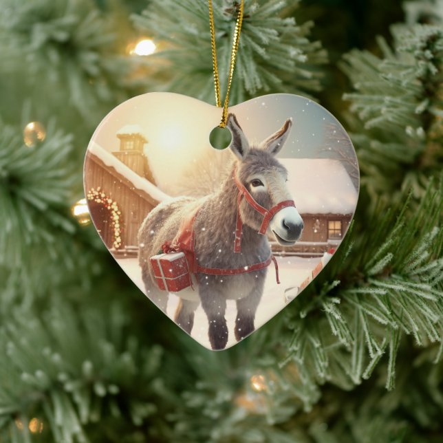 Baby Donkey Familie Ornament, Esel Liebhaber Gesch Keramik Ornament (Baum)