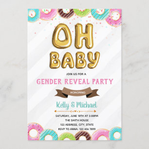 Baby Donut Geschlecht enthüllt Party Einladung