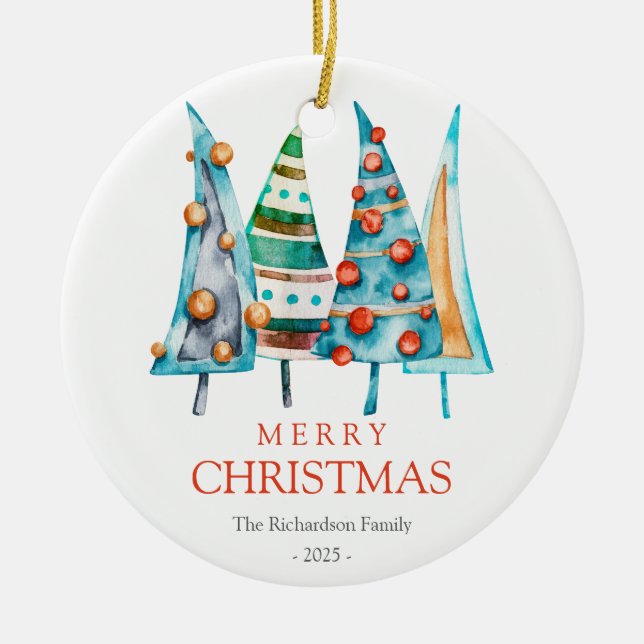 Baby Doodle Pine Christmas Tree Geschenke Keramik Ornament (Vorne)