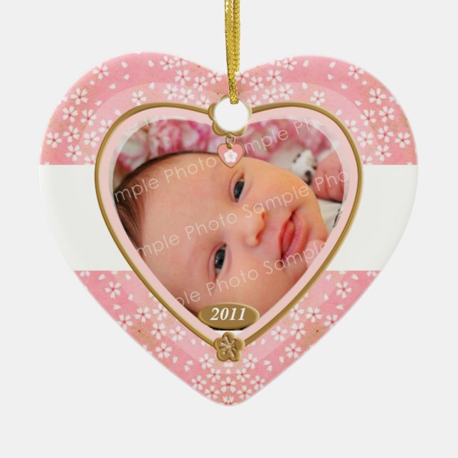 Baby Doppelseitiges Foto Herzrahmen Keramik Ornament (Vorne)