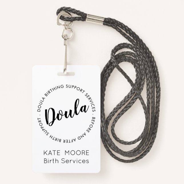 Baby Doula Birth Coach Midfrau Abzeichen Ausweis (Vorderseite mit Schlüsselband)