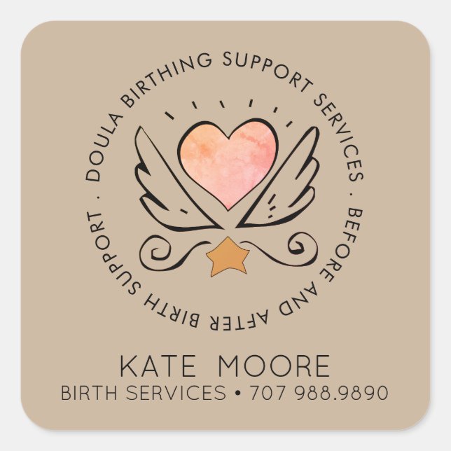 Baby Doula Birth Coach Midfrau Abzeichen Quadratischer Aufkleber (Vorderseite)