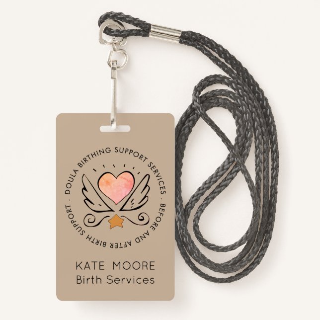 Baby Doula Birth Coach Midfrau Ausweis (Vorderseite mit Schlüsselband)