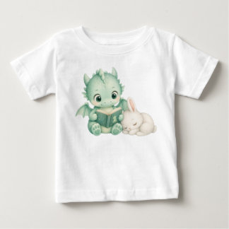 Baby-Drache liest Buch Wasserfarbe-Nursery-Kinder Baby T-shirt