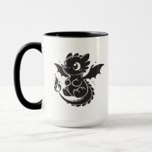 Baby-Drache Minimalistische schwarze Illustrations