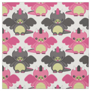 Baby-Drachen - rosa u. schwarzes Muster Stoff