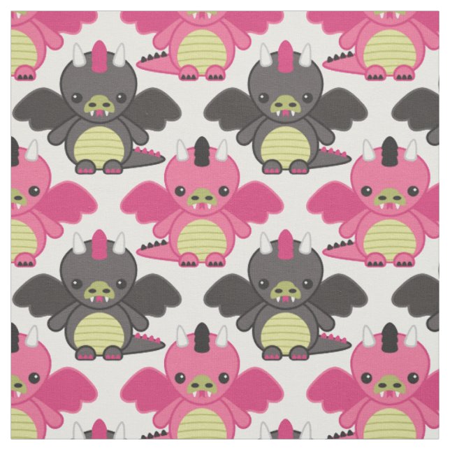 Baby-Drachen - rosa u. schwarzes Muster Stoff (Muster)