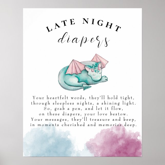 Baby Dragon Baby Shooter Spate Night Diapers Game Poster (Vorne)