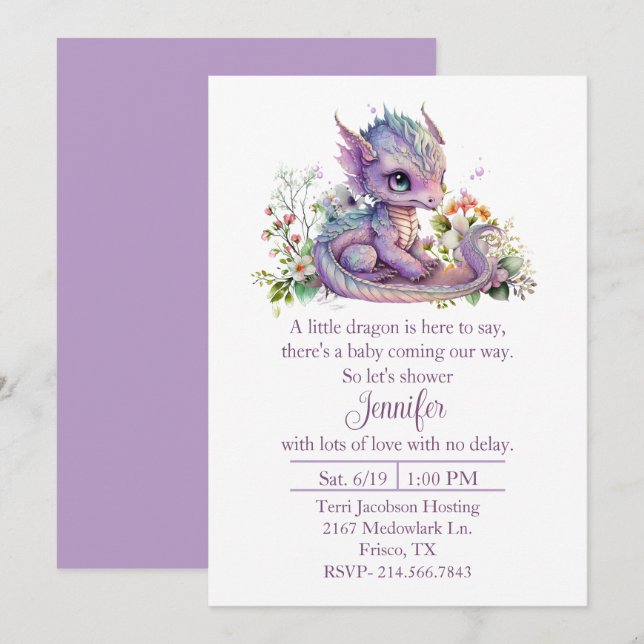 Baby Dragon Baby Shower Einladung (Vorne/Hinten)