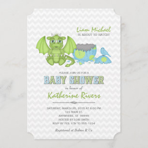 Baby Dragon Baby Shower Einladung Green Blue Gray
