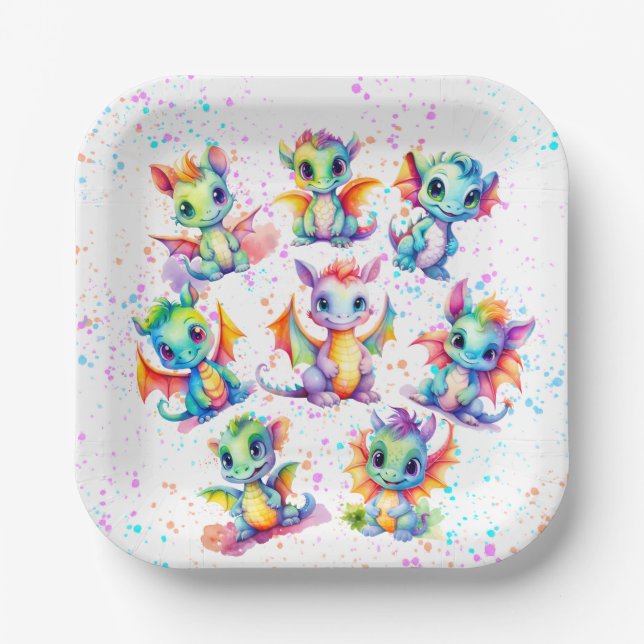 Baby Dragon Birthday Party Paper Teller (Vorderseite)