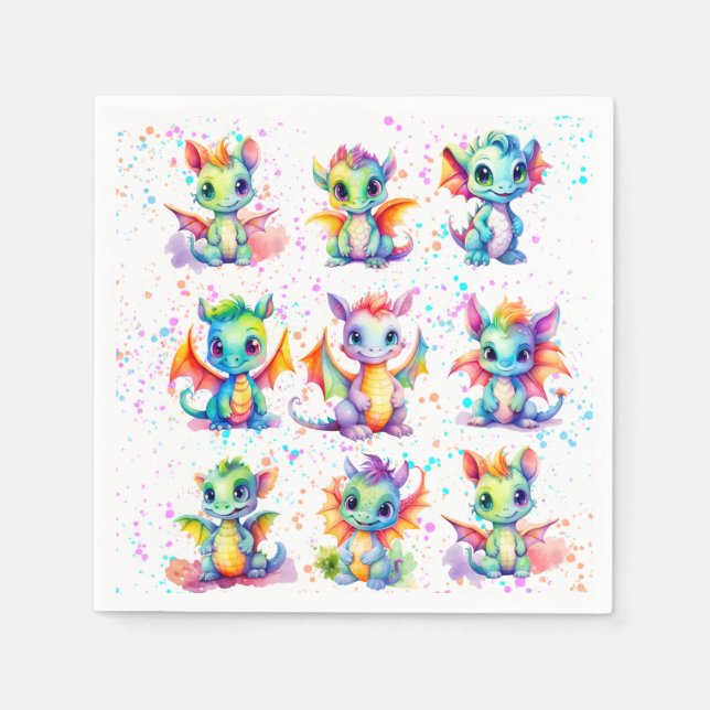 Baby Dragon Birthday Party Serviette (Vorderseite)