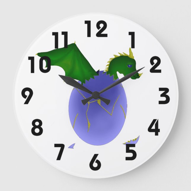 Baby Dragon Clock Große Wanduhr (Vorderseite)