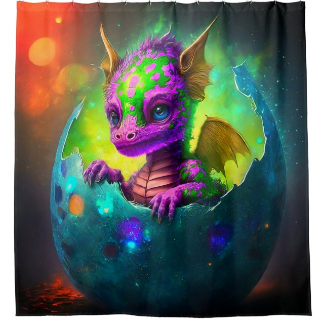 Baby Dragon Duschvorhang (Vorderseite)