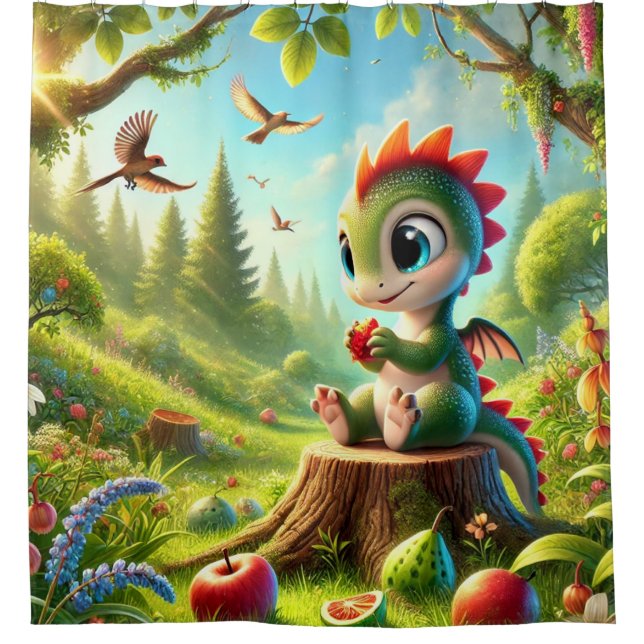 Baby Dragon Duschvorhang (Vorderseite)