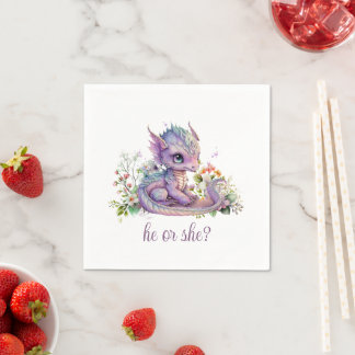 Baby Dragon Gender Reveal Party Serviette