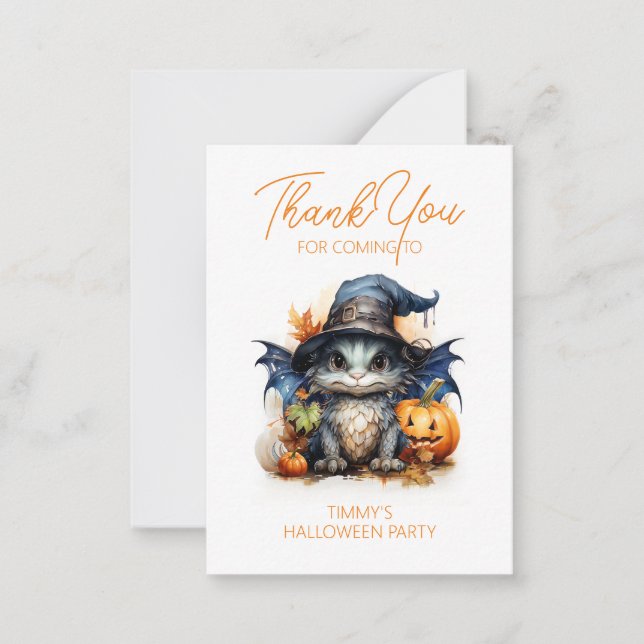 Baby Dragon Halloween-Party Fevor Mitteilungskarte (Vorderseite)