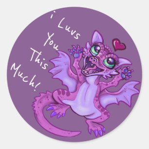 Baby Dragon Liebe Runder Aufkleber