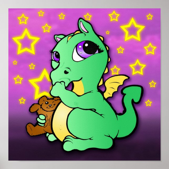 Baby Dragon Sind zum Kotzen Thumb (grün) - Print Poster (Vorne)