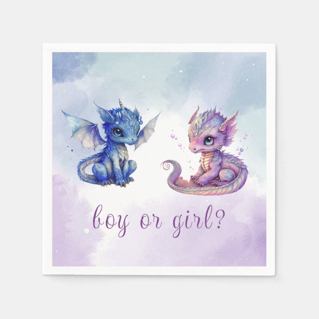 Baby Dragons Gender Reveal Party Serviette (Vorderseite)