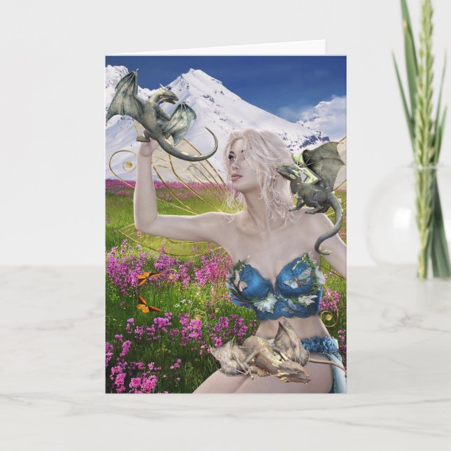 Baby Dragons und Fairy Fantasy Karte (Vorderseite)