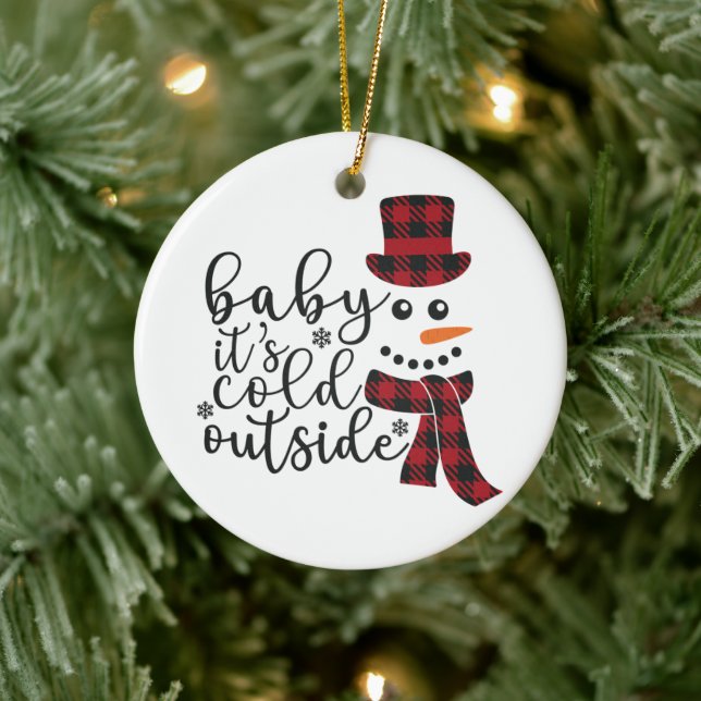 Baby draußen kalt - Keramik Ornament (Baum)