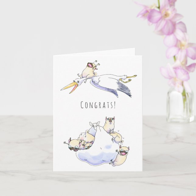 Baby Drop neue Welpe oder Babykarte Karte (Orchidee)