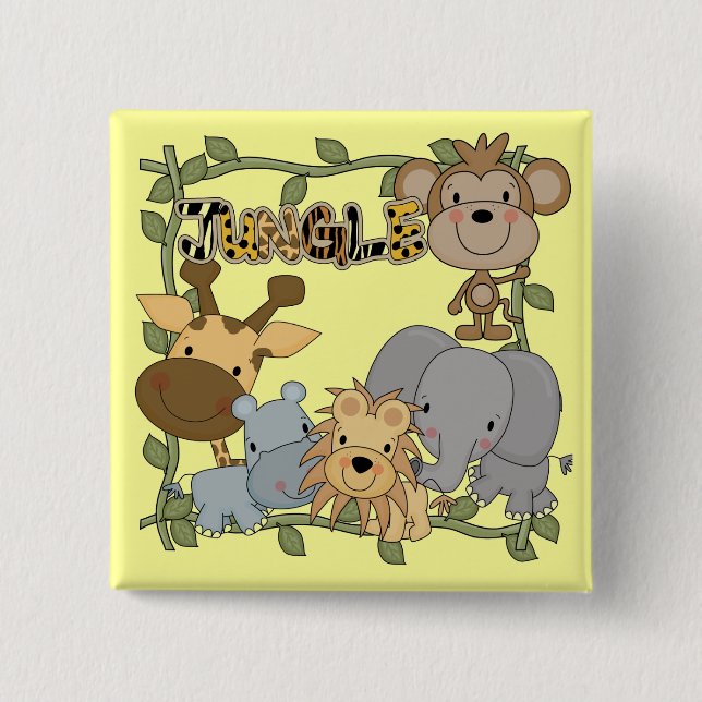 Baby-Dschungel-Tier-T-Shirts und Geschenke Button (Vorderseite)
