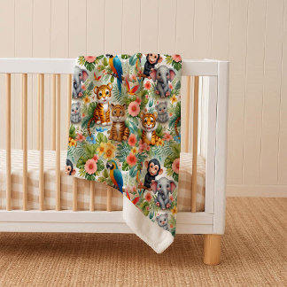 Baby-Dschungeltiere Tropische kuschelweiche Sherpa Sherpadecke