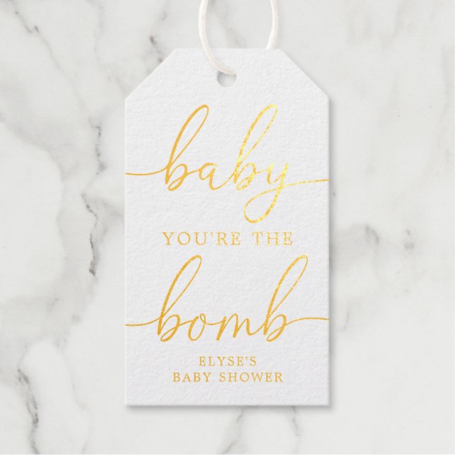 Baby Du bist die Bomb Gold Foil Gefallen Geschenkm Geschenkanhänger (Vorderseite)
