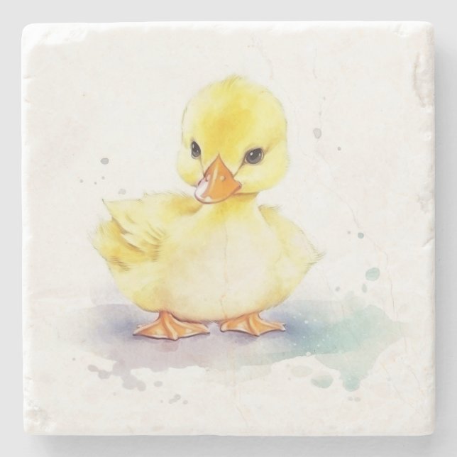 Baby Duck 2 Watercolor Stone Untersetzer (Vorderseite)