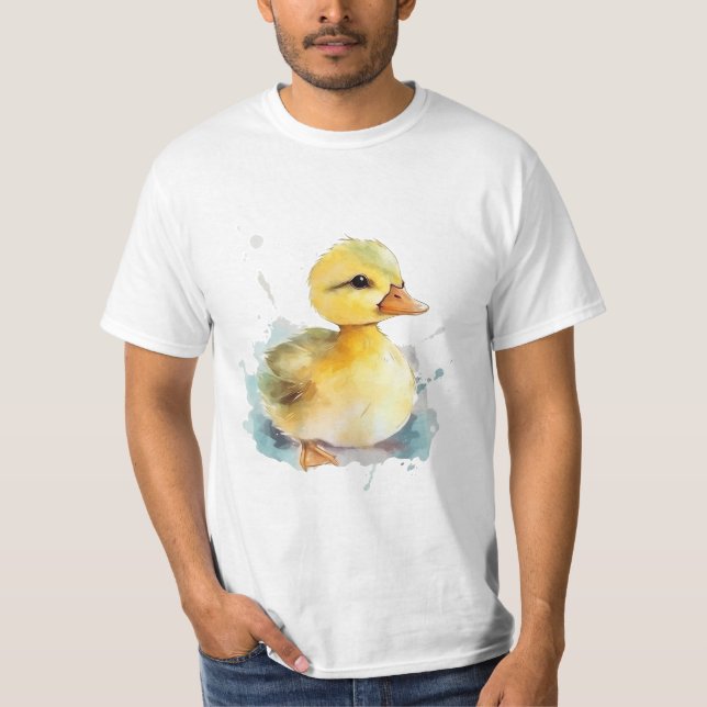 Baby Duck Watercolor Men's Basic T - Shirt (Vorderseite)
