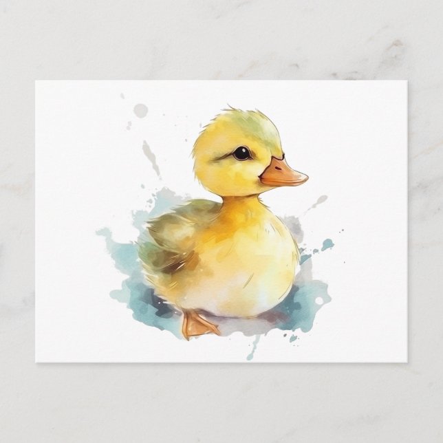 Baby Duck Watercolor Postcard Postkarte (Vorderseite)
