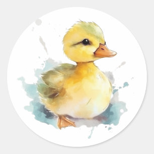 Baby Duck Watercolor Round Aufkleber