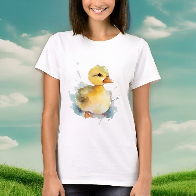 Baby Duck Watercolor T - Shirt (Radiate joy in our whimsical yellow ducky t-shirt. 🦆 #QuirkyChic )