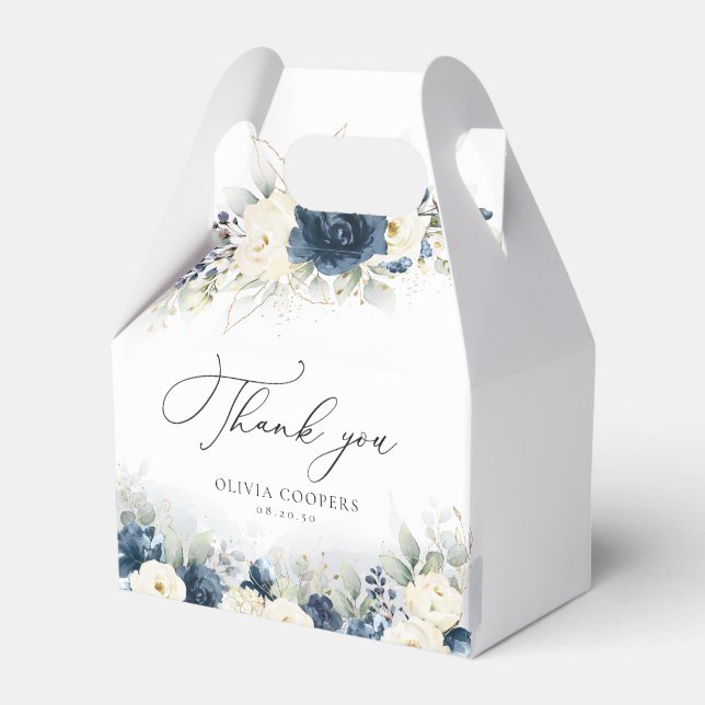 Baby Duschboxen für Navy Blue und White Roses Geschenkschachtel (Vorderseite)