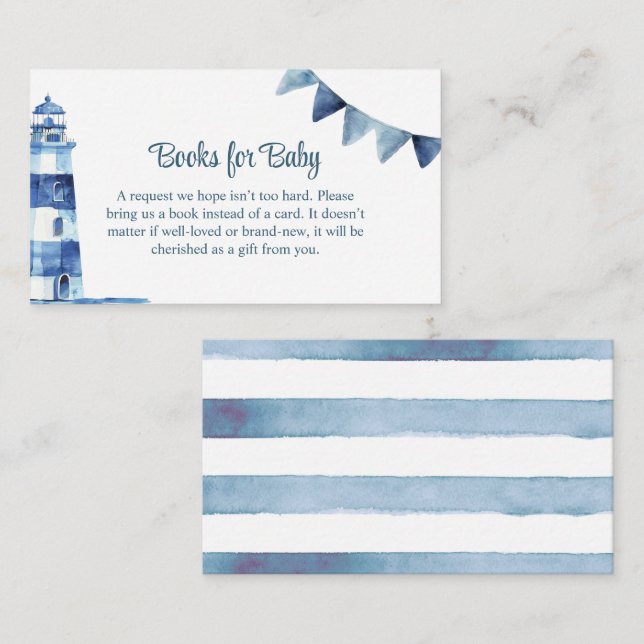 Baby-Duschbücher für Navy Lighthouse Begleitkarte (Vorne/Hinten)