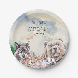 Baby Dusche Adorable Woodland Tiere Wasserfarbe Pappteller