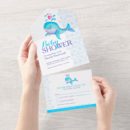 Baby Dusche Aquarell All In One Einladung