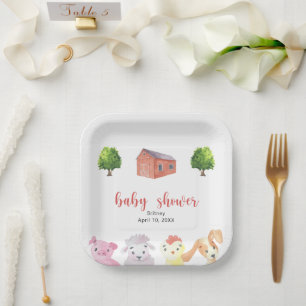 Baby-Dusche auf dem Bauernhof - Babydusche Pappteller