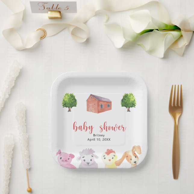 Baby-Dusche auf dem Bauernhof - Babydusche Pappteller (Hochzeit)