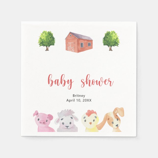 Baby-Dusche auf dem Bauernhof - Babydusche Serviette (Vorderseite)
