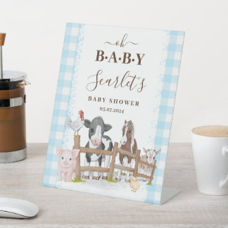 Baby-Dusche auf dem Bauernhof Willkommen Sockelschild