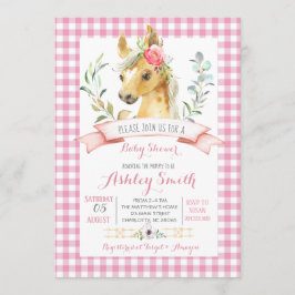 Baby-Dusche auf dem Pferd Einladung Rosa