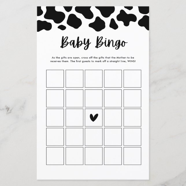 Baby-Dusche Baby Bingo Spielkarten (Vorderseite)