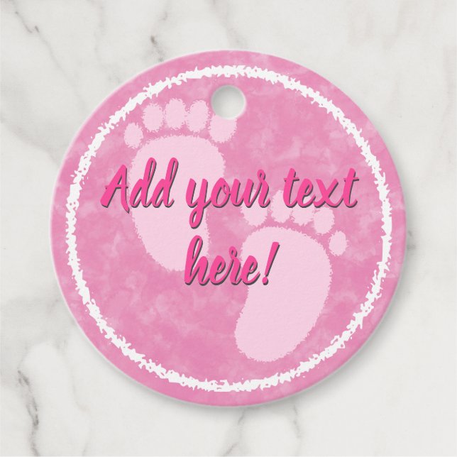 Baby Dusche Baby Pink Wasserfarbe Custom Geschenkanhänger (Vorderseite)