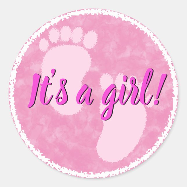 Baby Dusche Baby Pink Wasserfarbe Custom Runder Aufkleber (Vorderseite)