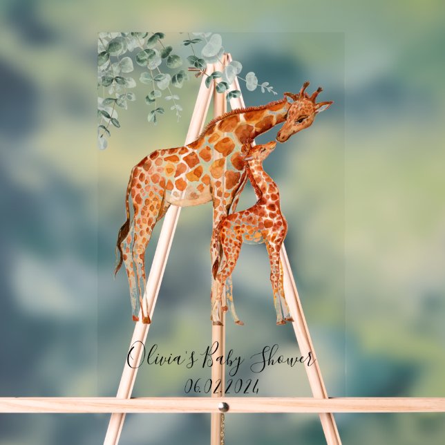 Baby Dusche Babygiraffe Acrylschild (Neutral)